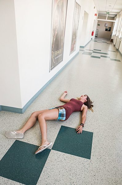 Austria, Student lying on floor