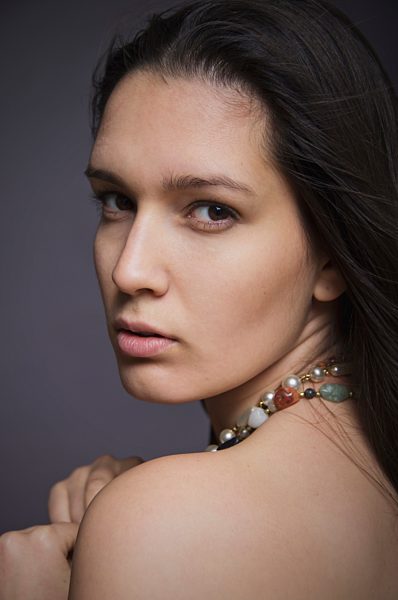 Portrait of young woman, close up