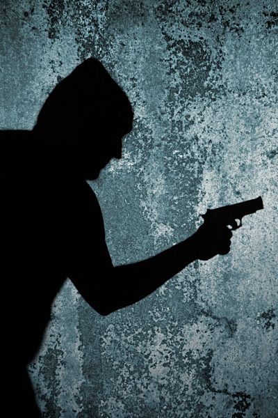 Close up of gun crime scene