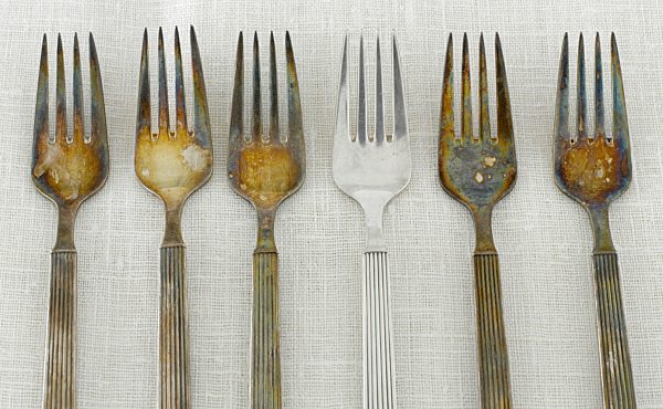 Tarnished silver Forks