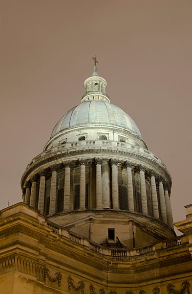 France, Paris, View of Pantheon at night
