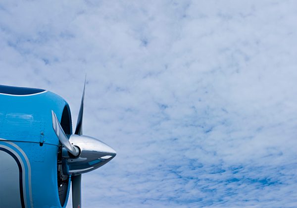 Germany, Airplane propeller against cloudy sky