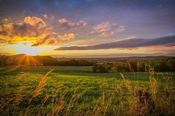 Germany, North Rhine Westphalia, Bad Honnef, sunset of  siebengebirge