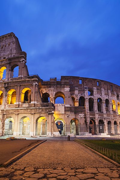 Italy, Lazio, Rome, Colosseum in the evening