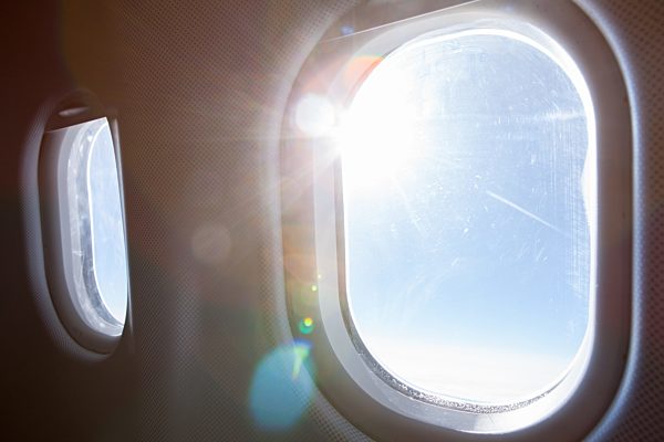 Sunlight through airplane window