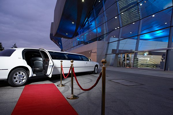 Germany, Munich, stretched limousine at red carpet in front of BMW Welt