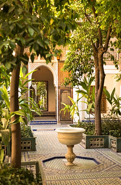 Morocco, Marrakesh, courtyard of Bahia Palace