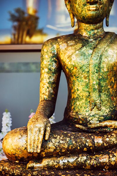 Thailand, Bangkok, Buddha statue in a Buddhist temple, close up