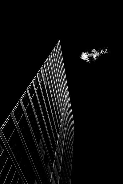 Germany, Duesseldorf, Stadttor and cloud seen from below