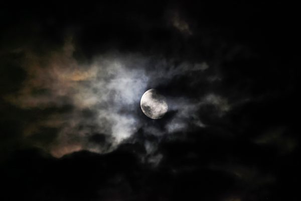 Moon behind clouds in the night