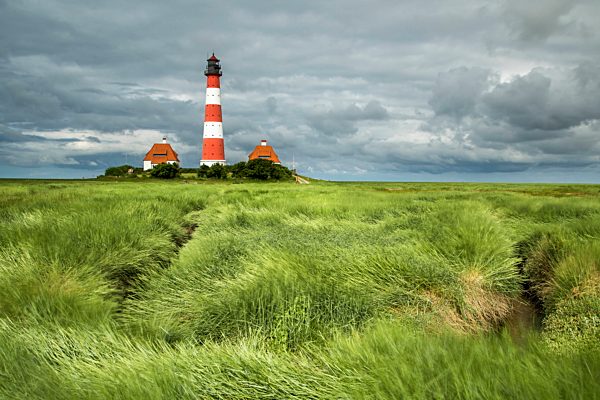 Germany, North Frisia, Eiderstedt, Westerhever, Westerheversand Lighthouse
