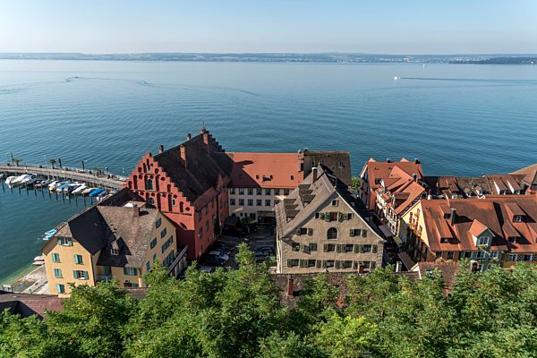 Germany, Meersburg, Lake Constance, harbour and lower city