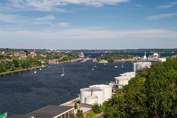 Germany, Schleswig-Holstein, Kiel, View to Nord-Ostsee-Kanal, Kiel Canal