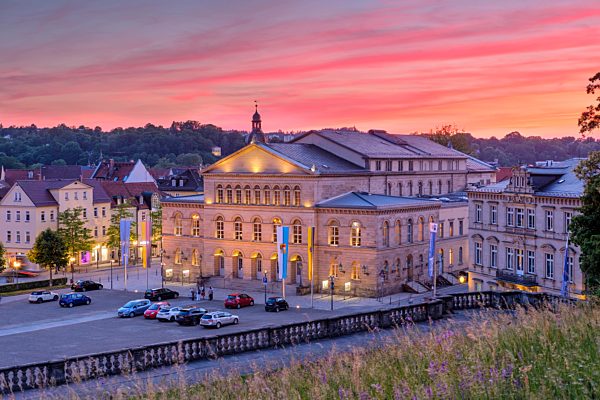 Germany, Bavaria, Coburg, State Theatre in the evening