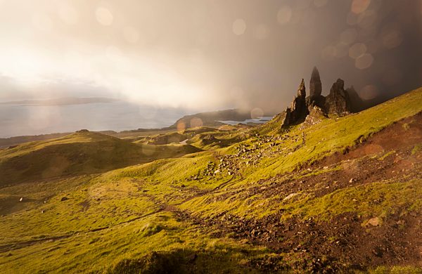 UK, Scotland, Isle of Skye, The Storr at cloudy day