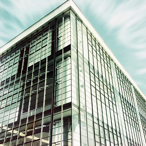 Curtain wall of the Bauhaus building by Walter Gropius, Dessau, Saxony-Anhalt, Germany