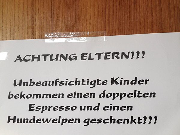Sign for parents, Restaurant, Berlin, Germany