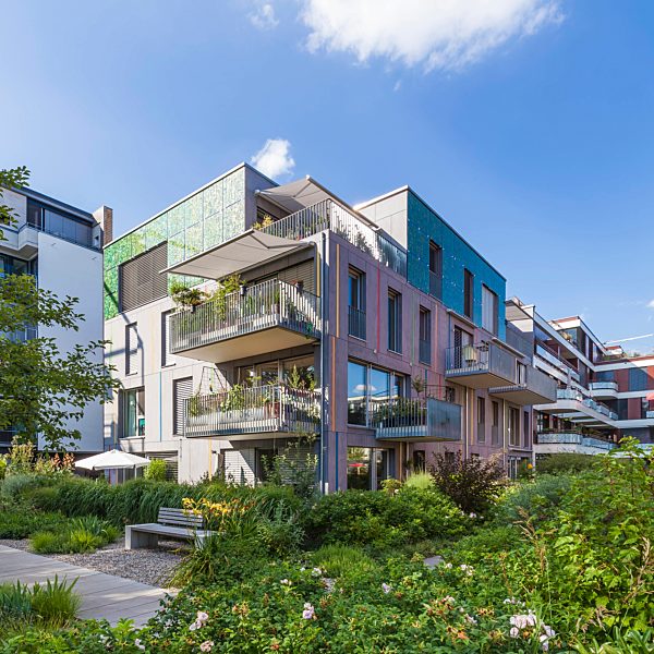 Germany, Tuebingen, passive houses at quater 'Alte Weberei'