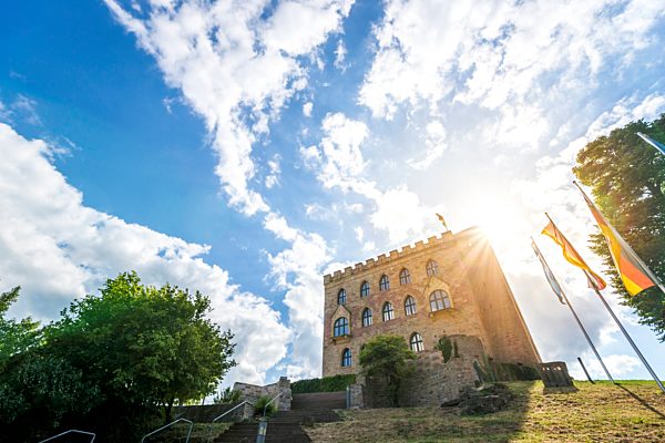 Germany, Hambach, Hambach Castle against the sun