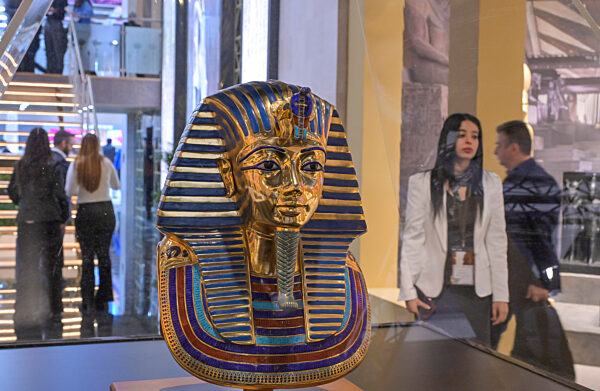 Nachbau des GEM, Grand Egyptian Museum in Kairo, Exponate aus dem Grab Tut Ech Amun, Ägypten, Hallenstand auf der ITB 2026. Internationale-Tourismus-Börse, Messegelände, Charlottenburg, Berlin, Deutschland