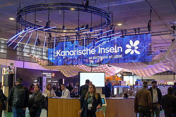 Kanarische Inseln, Spanien, Hallenstand auf der ITB 2026. Internationale-Tourismus-Börse, Messegelände, Charlottenburg, Berlin, Deutschland