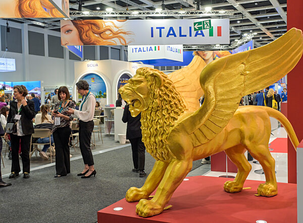 Markuslöwe, Venedig, Venetien, Italien, Hallenstand auf der ITB 2026. Internationale-Tourismus-Börse, Messegelände, Charlottenburg, Berlin, Deutschland