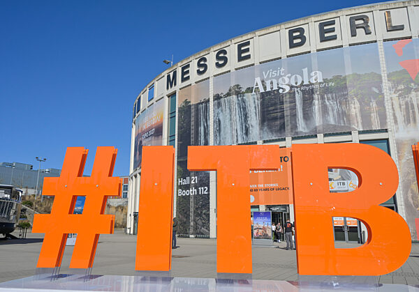 Messe Berlin, Eingang Süd, ITB 2026. Internationale-Tourismus-Börse, Messegelände, Charlottenburg, Berlin, Deutschland