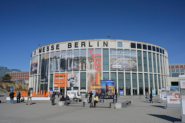 Messe Berlin, Eingang Süd, ITB 2026. Internationale-Tourismus-Börse, Messegelände, Charlottenburg, Berlin, Deutschland