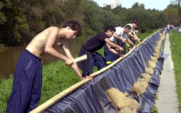 Deicherhöhung in Magdeburg