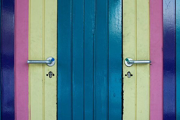 Detail of colorful painted doors