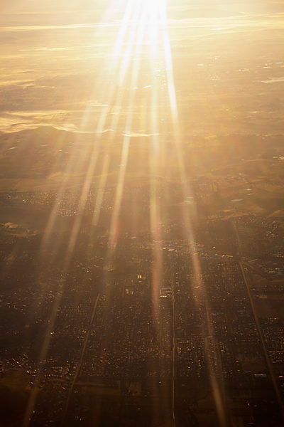 Sunbeams shining down on Melbourne, Australia