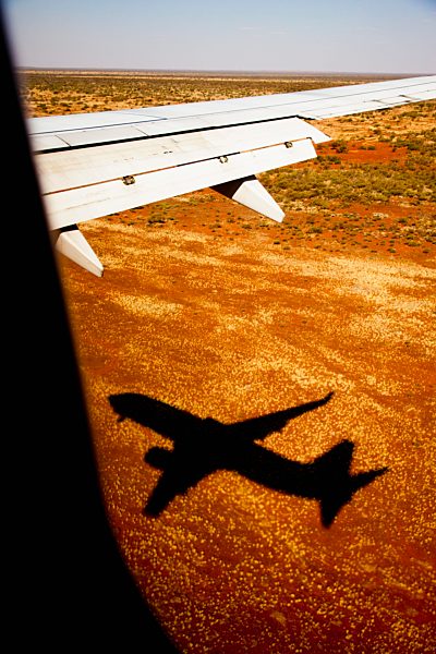 View from a plane of a rural landscape