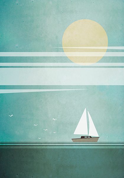 Illustration of boat sailing in sea on sunny day
