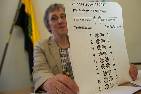 Vorstellung der Wahlschablonen für Blinde