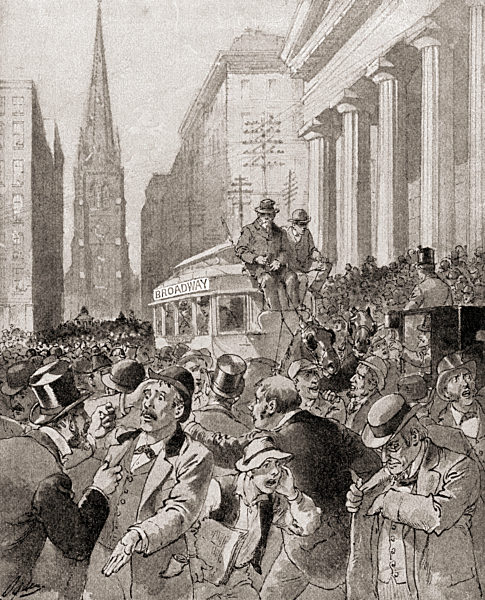Black Friday In Wall Street, New York, United States Of America 1869, When The Price Of Gold Collapsed Due To The Speculators Jay Gould And James Fisk Who Tried To Corner The Gold Market.  From The History Of Our Country, Published1900.