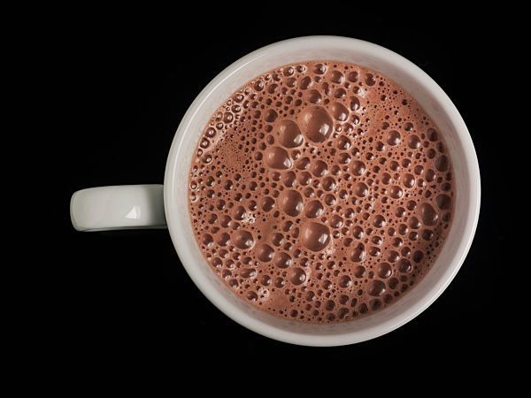 High Angle View Of Hot Chocolate In A White Mug