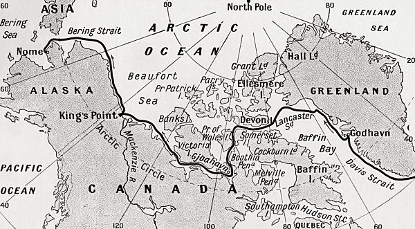 Map Showing The Route Of Amundsen's  Voyage Through The North West Passage, 1903-1906.  From Heroes Of Modern Adventure, Published 1927