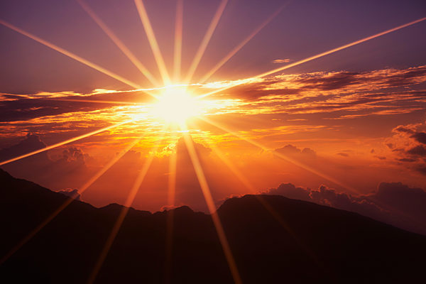 Sunrise Over Haleakala Crater At Haleakala National Park; Maui, Hawaii, United States Of America