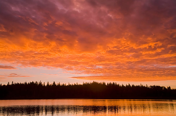 Glad Lake at sunset, Duck Mountain Provincial Park; Manitoba, Canada