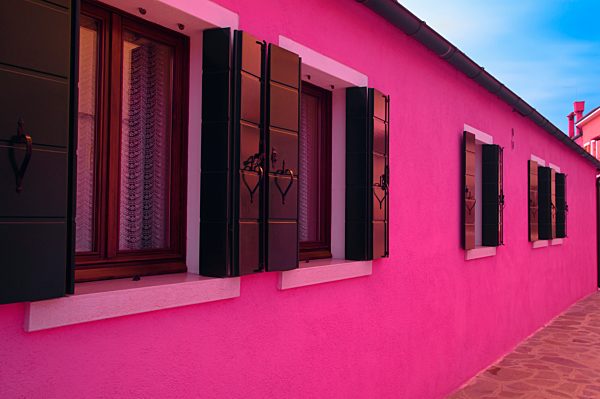 Pink houses Island of Bura Venetian Lagoon Italy