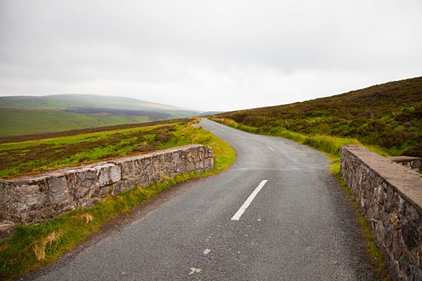 rock fence along a road in sally gap; wicklow county, ireland