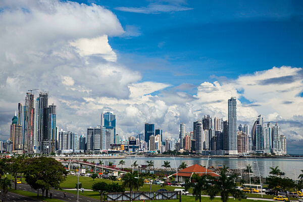 Clouds billow over Panama City