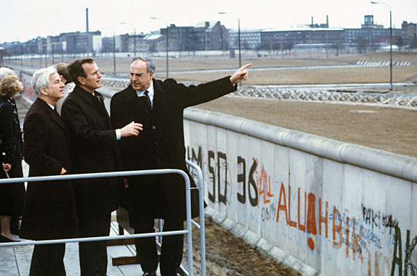 Vice president George Bush visits Berlin Wall