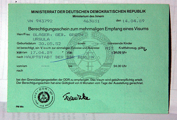 DDR - Einreisevisum