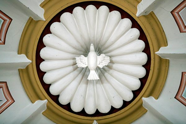 Saint-Andre church.  Baroque reredos.  Holy spirit.  Domancy. France.