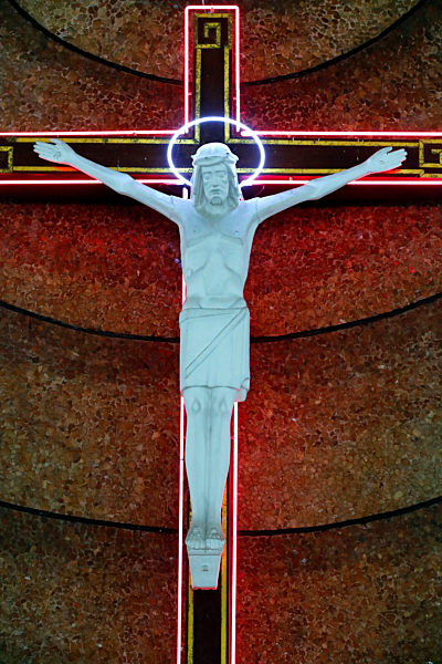 Saint Francis Xavier church. Jesus on the cross.  Ho Chi Minh city. Vietnam.