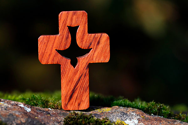 Wooden christian coss with Holy Spirit. France.
