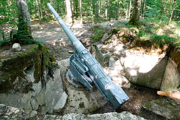 Eine Marinekanone im Wald von Herméville