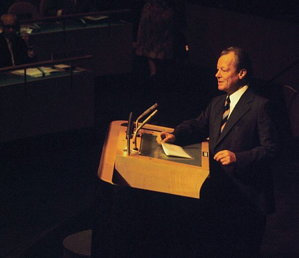 Willy Brandt speaks at the UN plenary meeting