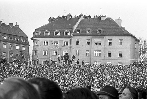 Crowded soccer stadium